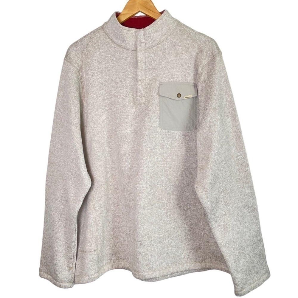 Woolrich 1/4 Snap T Drifter Knit Pullover Sweater Heather Knit Oatmeal Neutral